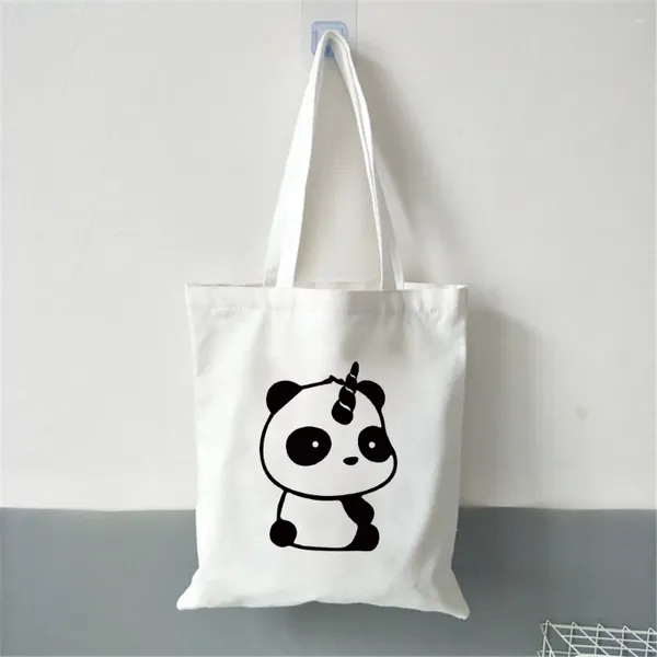 Einkaufstaschen Tierpanda Kunst verkaufen gut Schulter -Leinwand Handtaschen Kawaii Stylish Harajuku Gothic Shopper Bag Mode Handtasche