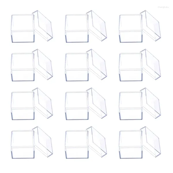 Embrulho de presente 12pcs Clear acrílico quadrado cubo de doces Caixas de tratamento de caixas de tratamento