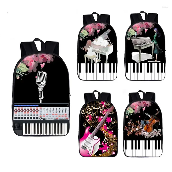 Backpack Piano Music Teenager Pendlertasche Gitarre Mikrofonschüler Kinder für Schultaschen Geschenk