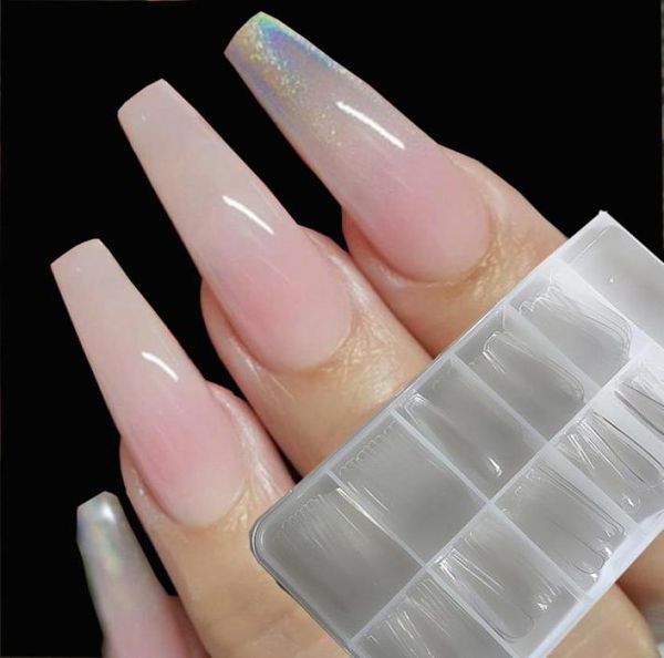 100psbox Coffin Ballerina Nail Tips Long Stiletto прозрачные белые ложные ногти