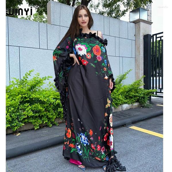 Roupas étnicas winyi leste do Oriente Médio Kaftan Fashion African Beach Roupfits for Women Evening Maxi Dress Muçulmano Abaya Dubai Luxo