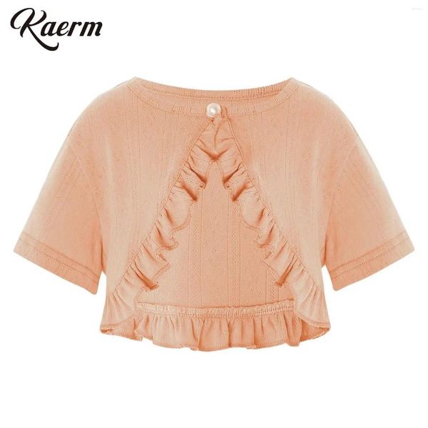 Sciarpe kaerm per bambini baby ragazza cotone cardigan maglione a scialle in maglia copia con maniche corta a maniche singolo scrollata scrollata di bolero