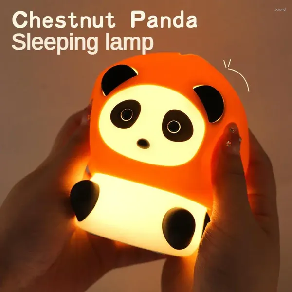 Luci notturne 1pc cartone animato carino panda silicone protezione occhio -occhio USB ricaricabile da letto da letto ricaricabile decorazione camera da letto