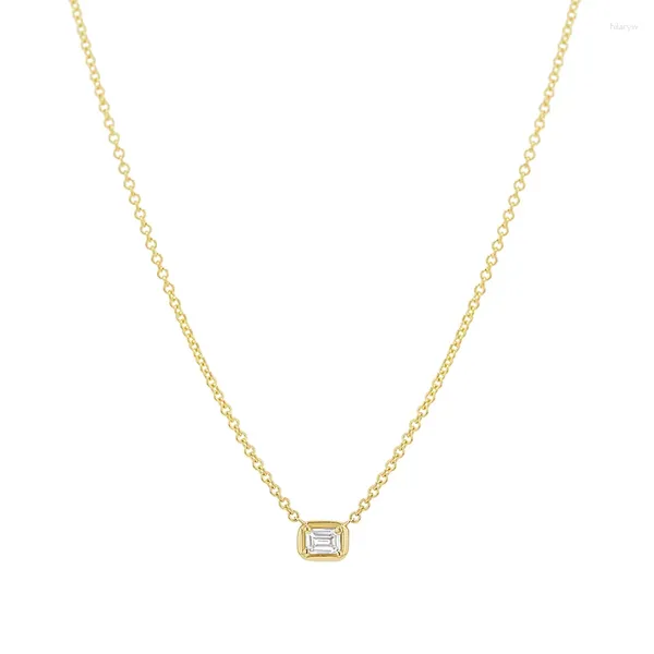 Catene Gra Real 925 Sterling Silver Chain 18K Gold Zircon Simple Baguette Collana a sospensione per donne per donne di alta qualità gioielli