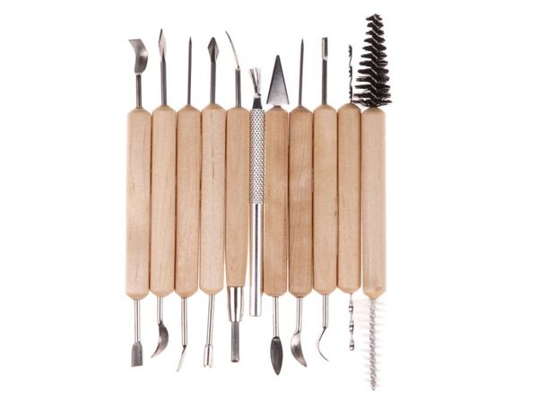 11pcs Holz Arbeitswerkzeuge Ton Bildhauer -Set Wachs Holzschnitzwerkzeuge Keramikformer Polymer Modellierung Handwerkzeuge6508628