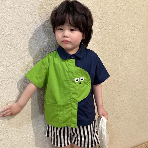 Set di abbigliamento Summer Baby Boys Abiti da ricamo alla moda Fantasma maglietta a maniche corte e pantaloncini a strisce