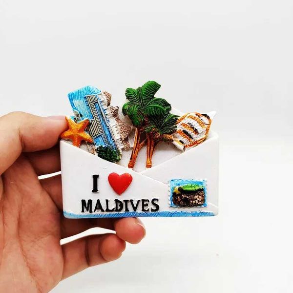 3pcsfridge magnets Maldive Magneti frigoriferi originali Ocean Beach Sea Tourist Souvenir Resina Frigorifero Magneti dipinti Collezione di artigianato Regali