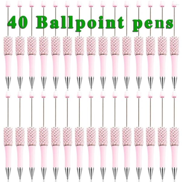 40pcs Pink Diamond Perlen Stift Großhandel kreative DIY Handgefertigte Aufkleber Set Perlen -Kugelschaltwinne Werbegeschenk