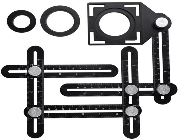 Multi -Winkel -Messungslineer -Langtöner Einstellbarer 6Sides Lineal Floor Loch Loch Lokator Glas Holzbearbeitung Universal Puncher Whole8073347