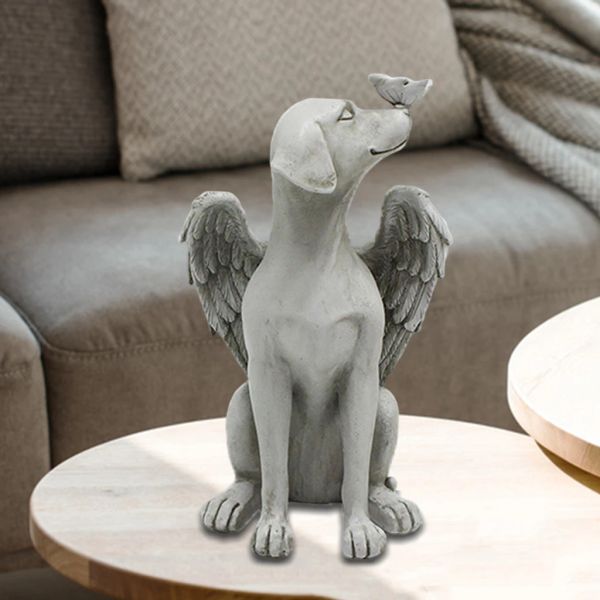 SCULTTURE MEMORIAL STATUE, ANGEL DOG REMBRANCE MEARIE SCULTURA COMMERCIO FIGURINE RESINA PER Honore un amato