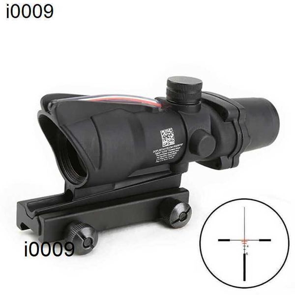 Parçalar Orijinal Acog Trijicon Scope 4x32 Stil Gerçek Kırmızı veya Yeşil Fiber Çapraz Chevron Retikül Düello Düello Aydınlatılmış Görme