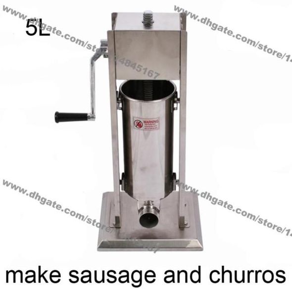 Gewerblicher Gebrauch 5L Edelstahl Handkurbel Vertiakal Wurst Stuffer und Churros Maker Machine7164121