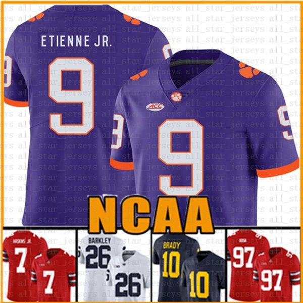 NCAA Clemson Tigers 16 Trevor Lawrence 9 Travis Etienne Jr Американский футбольный майка Туа Таговайлоа Том Брэди Сакуон Баркли Оранже