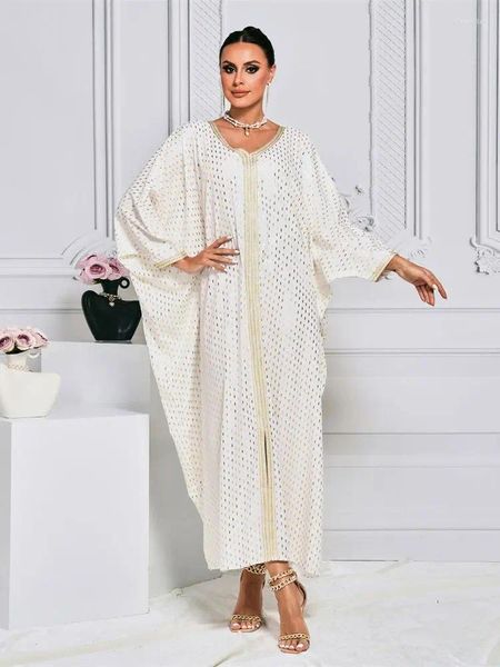 Abbigliamento etnico White Wave Point Batwing Abaya Dubai Luxury 2024 Muslim Thobe Abite di caftano Abayas per donne Islam Robe Djellaba