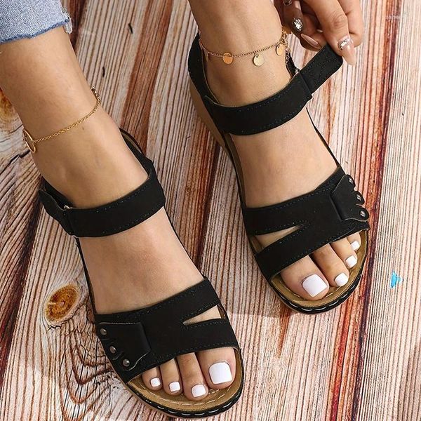 Freizeitschuhe Patchwork Frauenkeile Sandalen Modelle Mody Peep Toe Ladies Beach Frauen Outdoor Gladiator Plattform