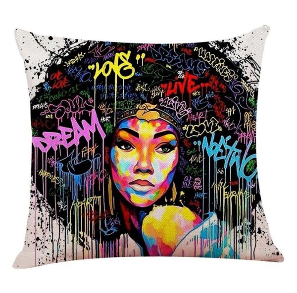 Menina Lady Pintura a óleo Caixa de travesseiro Mulheres Home Art Decoration Sofá Throw Prophation Caso Cotton Linen Cushion Cover 45x45cm4628418