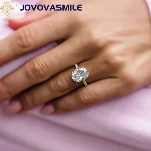 Ringas de banda Jovovasmile Moissanite Diamond Wedding Ring 6 12x9mm mineral oval de 14k Jóias amarelas para mulheres Anillo Romântico Presente J240508