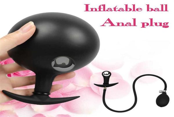 Massaggio gonfiabile con tappa anali palline sextoy integrati in perle metalliche in metallo Buttplug Vaginal Anal Dilator Pump Toys per adulti Gay Men6373262