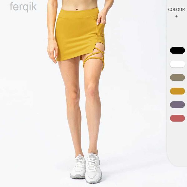 Skirts Skorts 2022 Women Tennis Gonnes Solid Sexy Skirt Fitness Gonne Atletica Running Gym Sport Sport Mini Mini gonne 22435 D240508