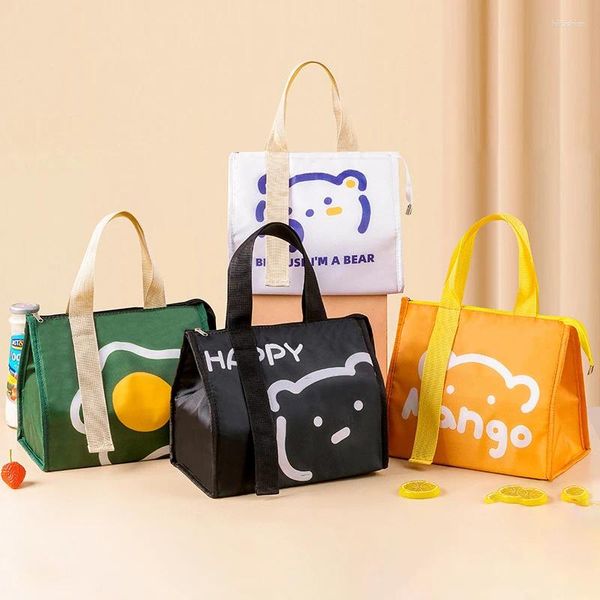 Aufbewahrungstaschen Korean Cartoon Lunchbag Oxford Stoffthermie Box für Kinder Frauen frische Kühler tragbare Lebensmittelbeutel Bento Bento