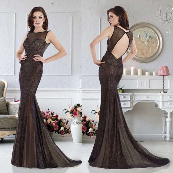 Elegante Janique Mermaid Mutter der Braut Kleider Juwelenhülse hohle Spitzenapplikationen Hochzeit Gäste Kleid Sweep Zug Abendkleider 0508