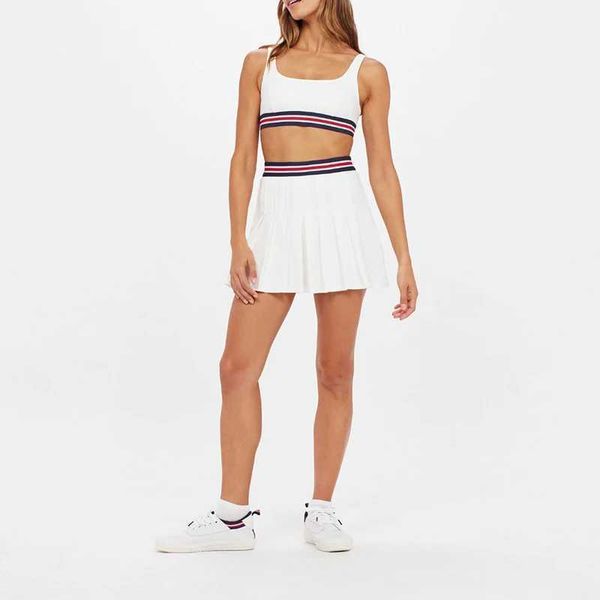 Zweiteiliger Kleid Sean Tsing Tennis Sport Anzüge Frauen Slveless Weste und Plissee Röcke mit Shorts Badminton Volleyball Thr Stücke Sets Y240508