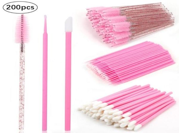 Make -up -Bürsten 200pcs Wimpernbürste Einweg -Baumwoll -Tupfer Mikro Lippen Augenbrauen Mascara Zauberstab Appicator Spooler Eye Wimpern Cosmetic8343341