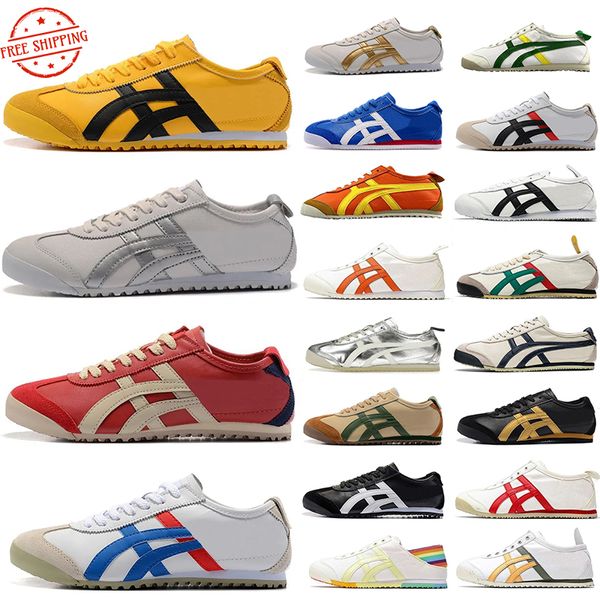 Designers de frete grátis Tiger México 66 Sapatos Casuais Mulheres Meninas Tripla Preto Branco Amarelo Amarelo Vermelho Gold Mens Sports Sports Sneaker