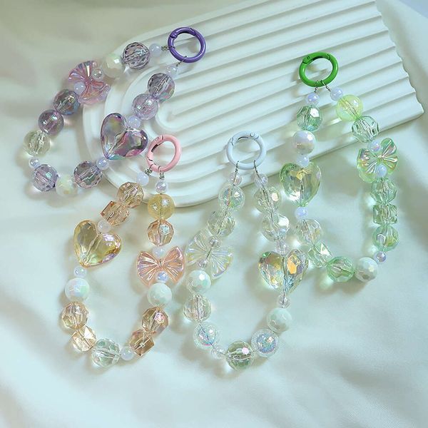 Instagram Große Liebe Kristall Perlen String Telefonkette Dekoration Hanging Seilbeutel Zubehör Schlüsselbund Anhänger Aurora Schnittperlen