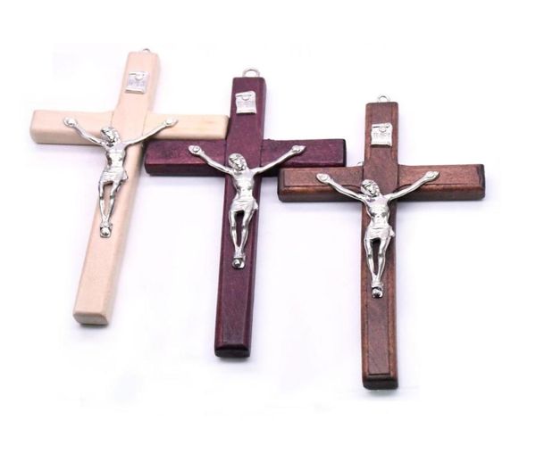 Reine handgefertigte hölzerne Kruzifix Christus leidet Ikone Religiöse Gebetshand Halten Cross Pendant4728951