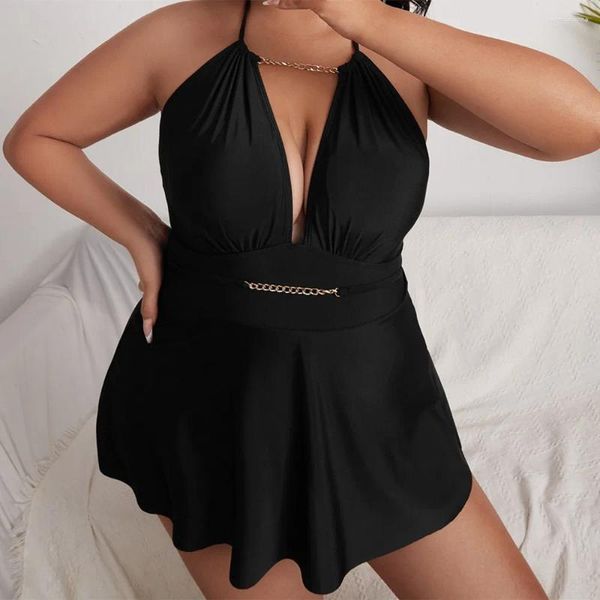 Tankini feminino Plus Size Mulheres 2024 Big Bathing Ternos de banheira Monokini Swimdress Mulher de uma peça de banho sexy Bikini sexy