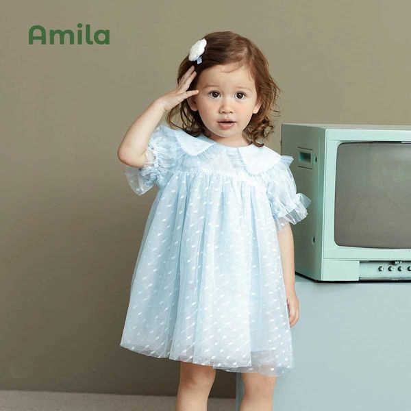 Mädchenkleider Amila Baby Girls Kleider Sommer Mesh Prinzessin Kleid kleines Mädchen süße Puppenausschnitt Dessert Boutique Kinderkleidung 0-6 Jahre L2405