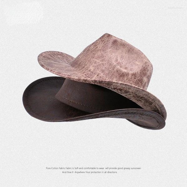 Beretti Texture retrò europea e americana Western Cappello Cowboy Cappello British Top BRIM BRIM Outdoor Sun Shade Jazz