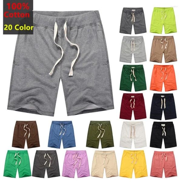 Shorts maschile estate puro cotone 2024 sportivo ginocchio di moda casual solido pantaloni da cantiere per uomini