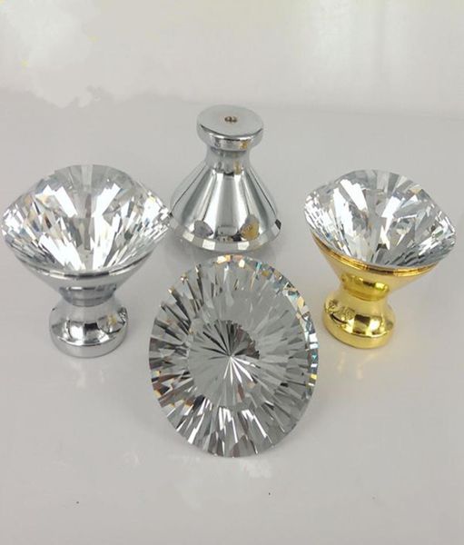 40mm Rhinestone Dresser Kapı Kulpları Knob Gümüş Altın Çekmece Dolap S Modern Moda Cam Kristal Mobilya Knobs5800472