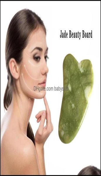 Mas Stones Gua Sha Set Stone Natural Green Jade Guasha Board Masr para Scra Terapia Jades Roller Rocks Saúde Beleza YTL6654382