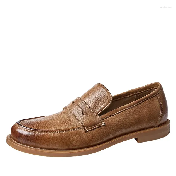 Sapatos casuais Men Men Bushable Genuine Leather Supotor Business Office for Ditring Mocassins Slip confortável no sapato 45