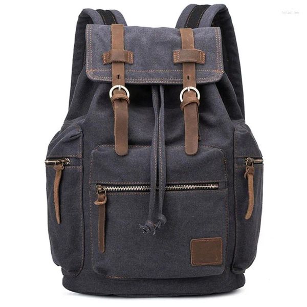 Backpack Vintage Couather TRIM Casual Daypack Men Bookbag para Laptop College Women Travel Rucksack Aestético Hombre de Mochila