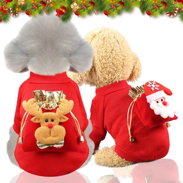 Hundekleidung süße Haustierkatze Lucky Bag Elch Tasche Weihnachtspullover Weihnachts -Welpe Kätzchen Red Cosplay -Outfit Party Kleidung