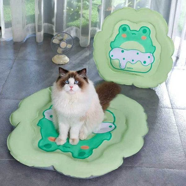 Katzenbetten Möbel Haustier Eismatte Sommer Cathouse Hundehaus kleine Hund Kühlung Kühlkissen Sommer Cartoon Frosch Haustierbettzubehör Accessoires D240508