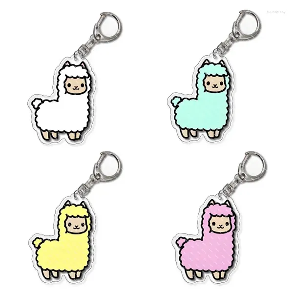 Chaveiros adoráveis alpaca acrílico chaveiro de chave de pingente de pingente de roupas de roupas
