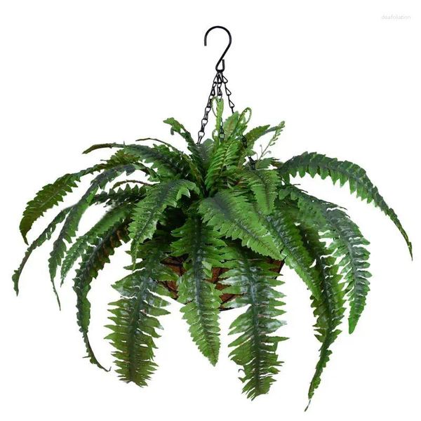 Vasos Artificial Fern Hang Basket Basket simulado Planta de grama verde Decoração de parede Flores de folhas com enforcamento