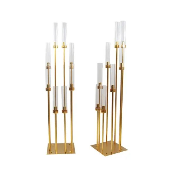 Halter Gold Kerzenhalter hohe 8 Waffen Kerzenhalter für Paare Datierung Engagements Zimmerleuchten Floor Candlestick Hochzeit Centerpiec