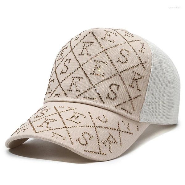Caps de bola Diamante incrustou as cartas de strass letras bonés de beisebol Ladies ao ar livre Moda de moda Temperamento Capéu de protetor solar no verão