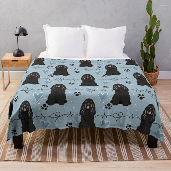 Cobertores Love Black Cocker Spaniel Throe Blange Decorative Sofás Piquennic Plaid Plaid Plaid