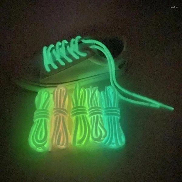 Ayakkabı parçaları aydınlık ayakkabı bağları yuvarlak parıltı karanlık gece renk floresan ayakkabı kauçuk bant tuval ayakkabı spor dantelli spor ayakkabı