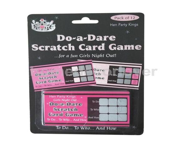 Pacchetto di 12 Do A Dare Scratch Card Game Funny This Toy Wedding Shower Hen Night Bachelorette Girls Night Out Accessori22753187159