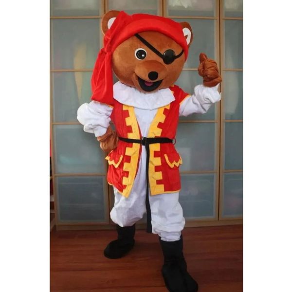 2024 Yetişkin Boyut Korsan Bear Maskot Kostümü Cadılar Bayramı Karnaval Unisex Yetişkinler Kıyafet Fantezi Kostüm Karikatür Tema Fantezi Elbise Reklam Takımları