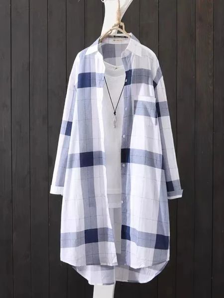 Blusa de mangas longas de tamanho prático de tamanho plus camisa elegante de outono solto para fêmeas casuais de grande tamanho grande vestuário feminino 240507