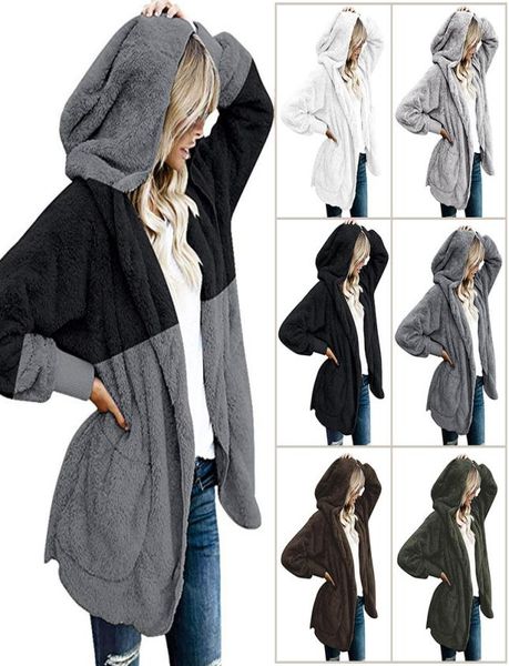 Pile di moda plus size pavone da cardigan con cappuccio lunghe donne con soprabito inverno autunno sottile con cappuccio con cappuccio con cappuccio lungo giacca calda esterna3883006